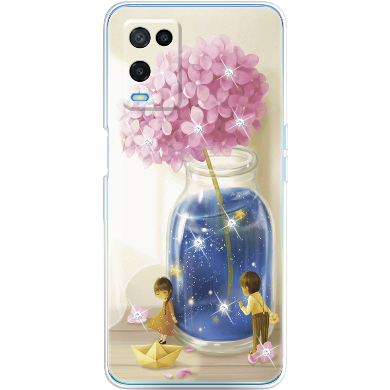 Чехол со стразами OPPO A54 Little Boy and Girl