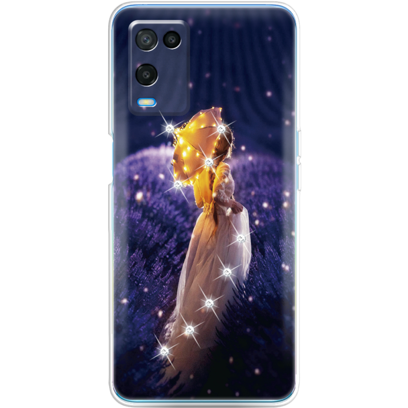 Чехол со стразами OPPO A54 Girl with Umbrella