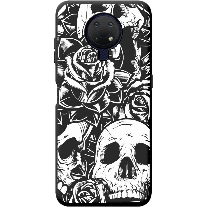 Черный чехол BoxFace Nokia G10 Skull and Roses