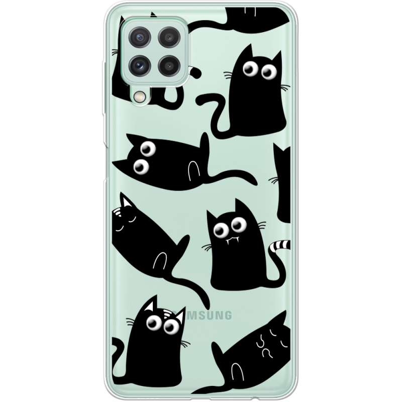 Прозрачный чехол BoxFace Samsung M325F Galaxy M32 с 3D-глазками Black Kitty