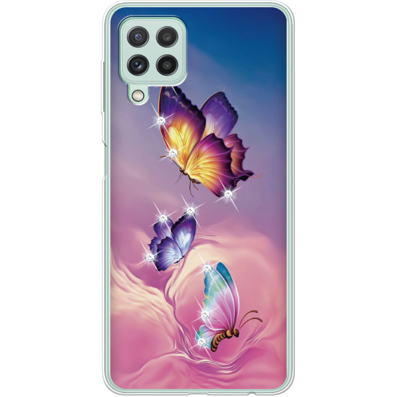 Чехол со стразами Samsung M325F Galaxy M32 Butterflies