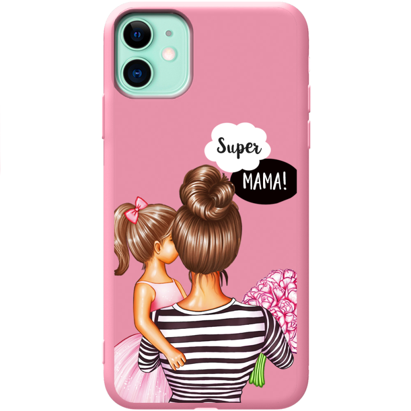 Розовый чехол Uprint Apple iPhone 11 Super Mama and Daughter