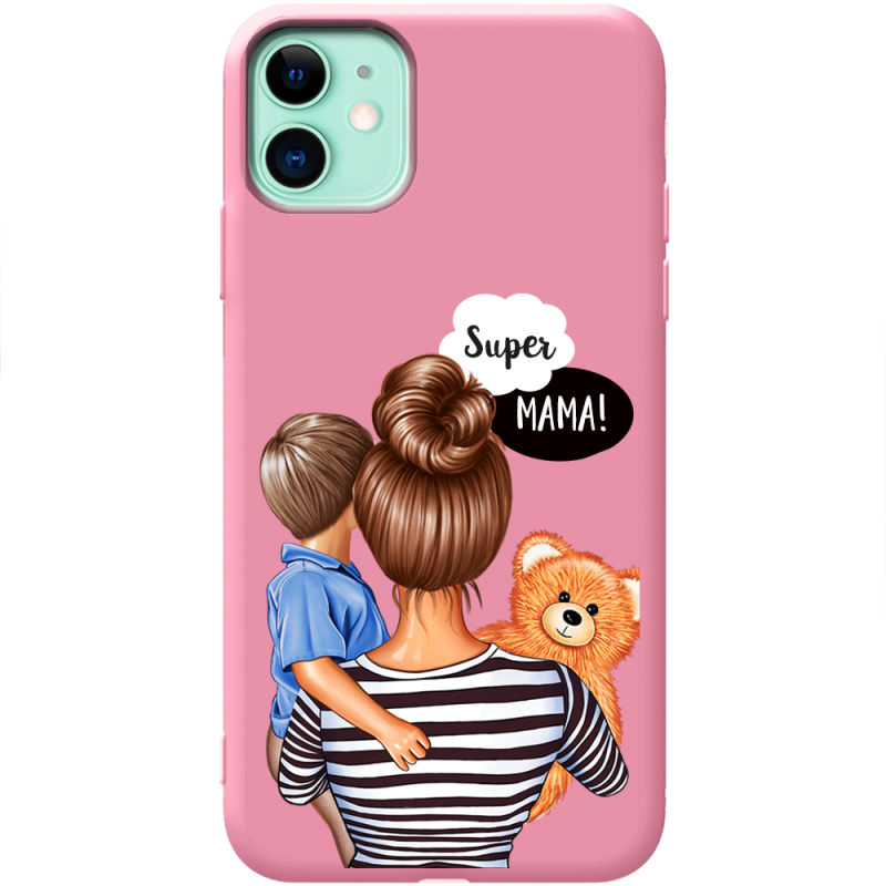 Розовый чехол Uprint Apple iPhone 11 Super Mama and Son