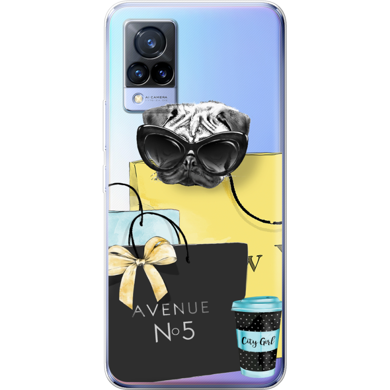 Прозрачный чехол Uprint Vivo V21 Fashion Pug