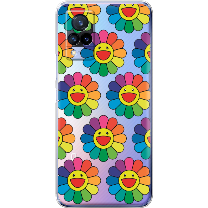 Прозрачный чехол Uprint Vivo V21 Hippie Flowers