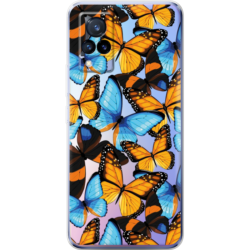 Прозрачный чехол Uprint Vivo V21 Butterfly Morpho