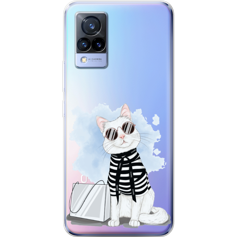 Прозрачный чехол Uprint Vivo V21 Cat Style