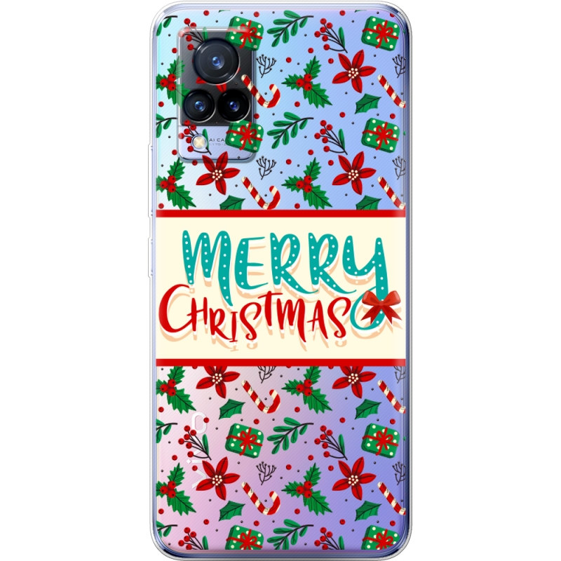 Прозрачный чехол Uprint Vivo V21 Vintage Christmas Pattern