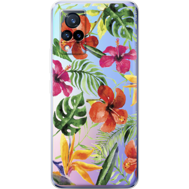 Прозрачный чехол Uprint Vivo V21 Tropical Flowers