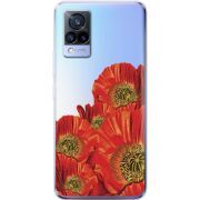 Прозрачный чехол Uprint Vivo V21 Red Poppies