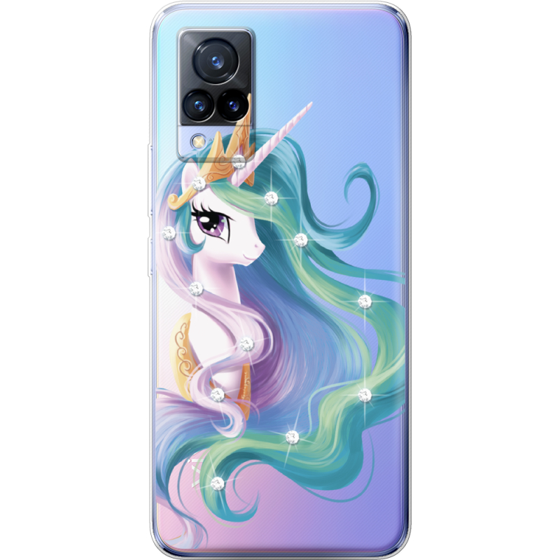 Чехол со стразами Vivo V21 Unicorn Queen