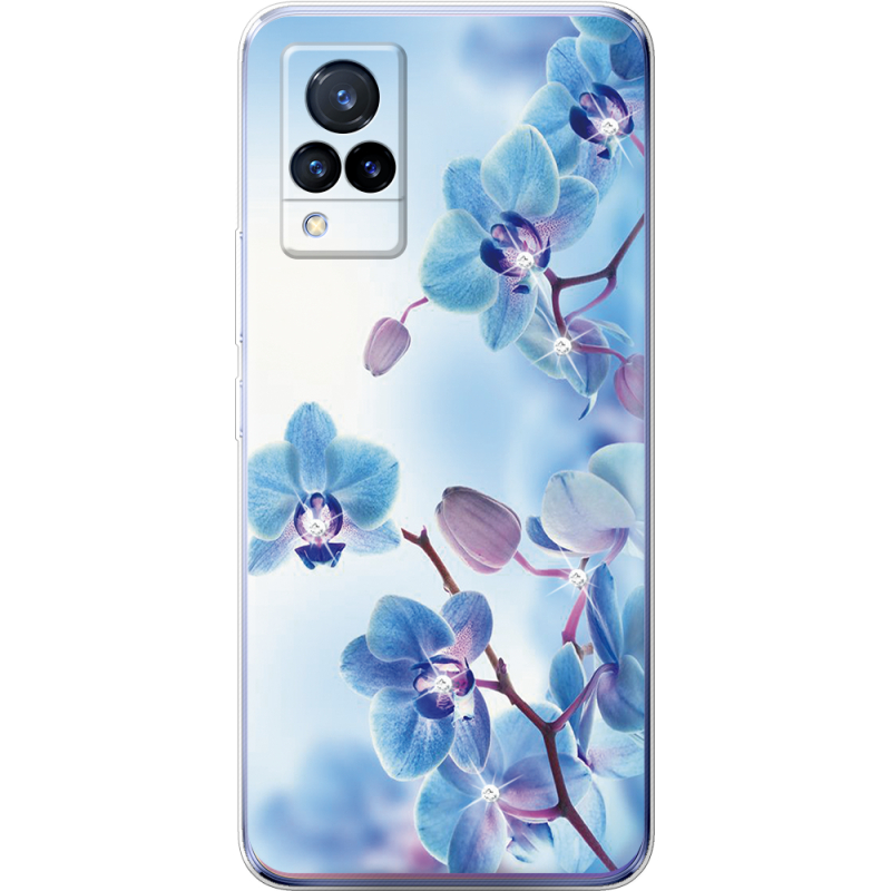 Чехол со стразами Vivo V21 Orchids