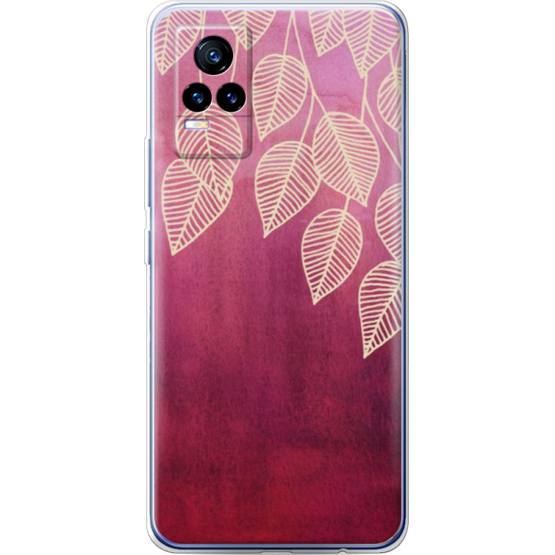 Чехол Uprint Vivo V21E Gold Leaves