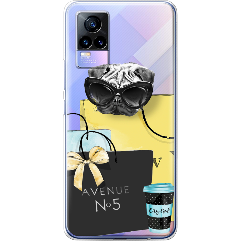 Прозрачный чехол Uprint Vivo V21E Fashion Pug