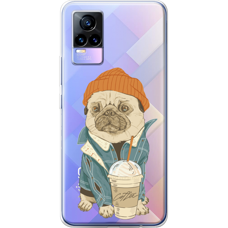 Прозрачный чехол Uprint Vivo V21E Dog Coffeeman