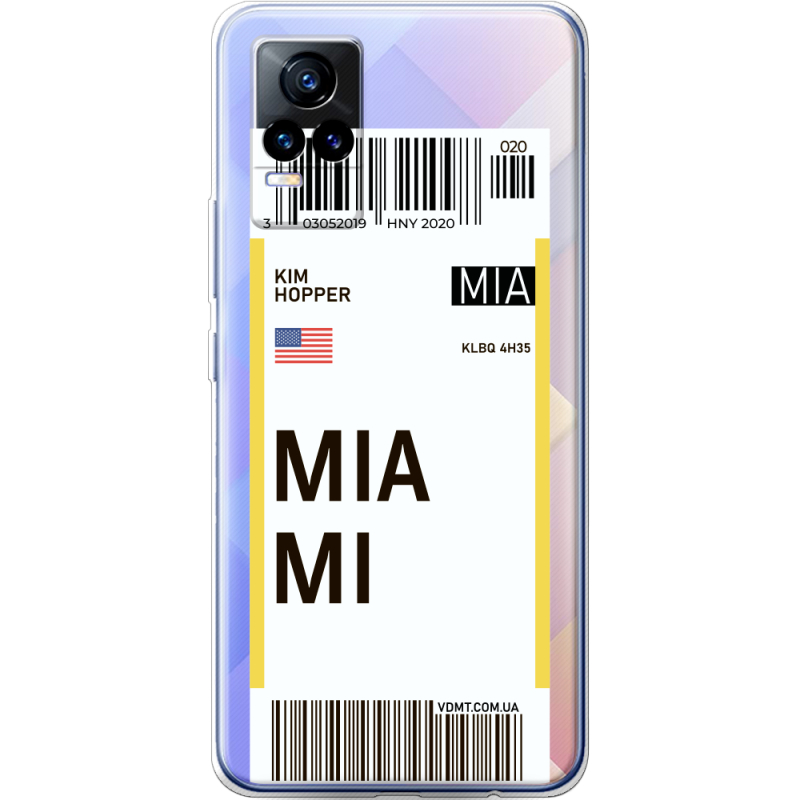 Прозрачный чехол Uprint Vivo V21E Ticket Miami