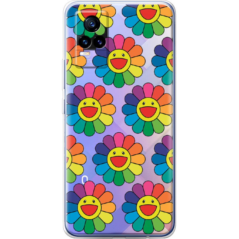 Прозрачный чехол Uprint Vivo V21E Hippie Flowers