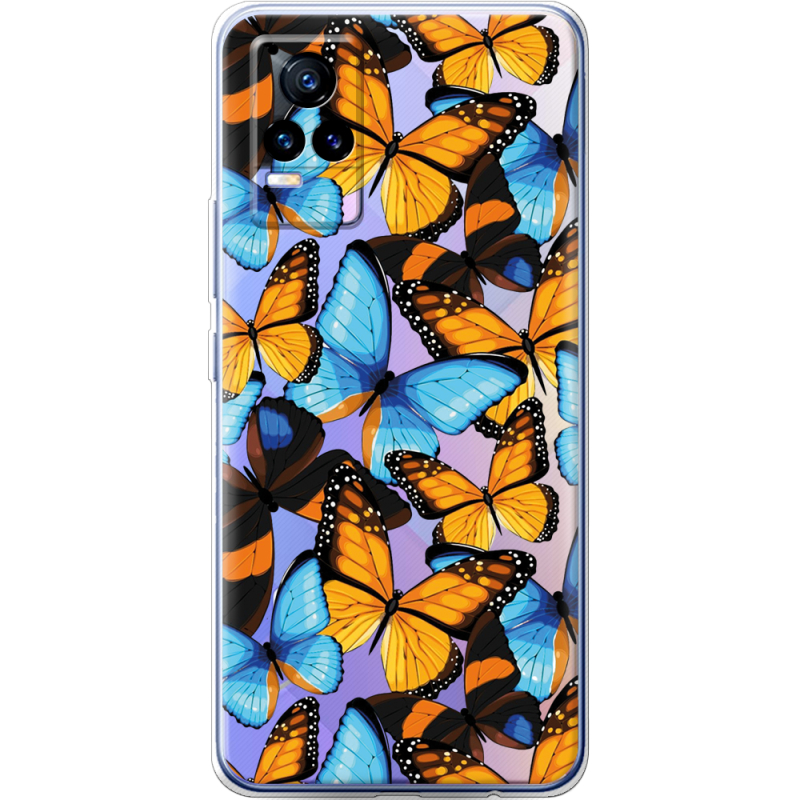 Прозрачный чехол Uprint Vivo V21E Butterfly Morpho