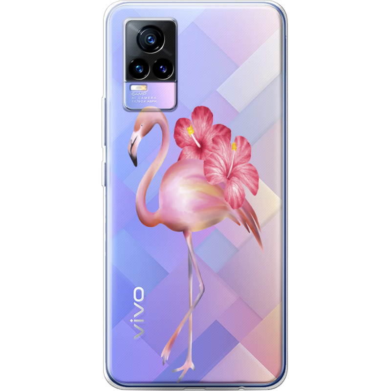 Прозрачный чехол Uprint Vivo V21E Floral Flamingo