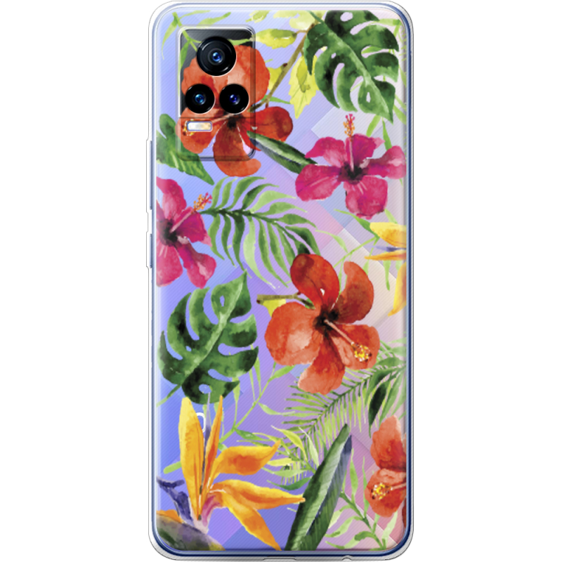 Прозрачный чехол Uprint Vivo V21E Tropical Flowers