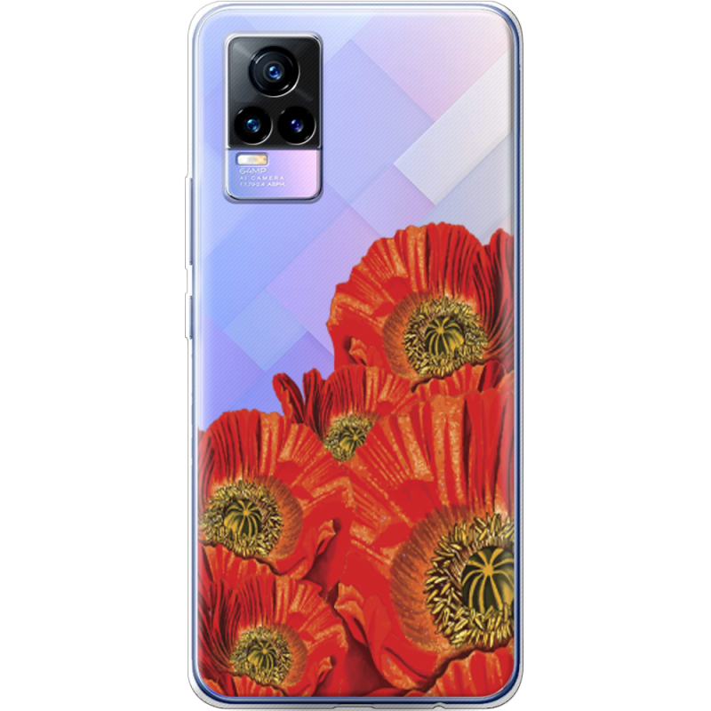 Прозрачный чехол Uprint Vivo V21E Red Poppies