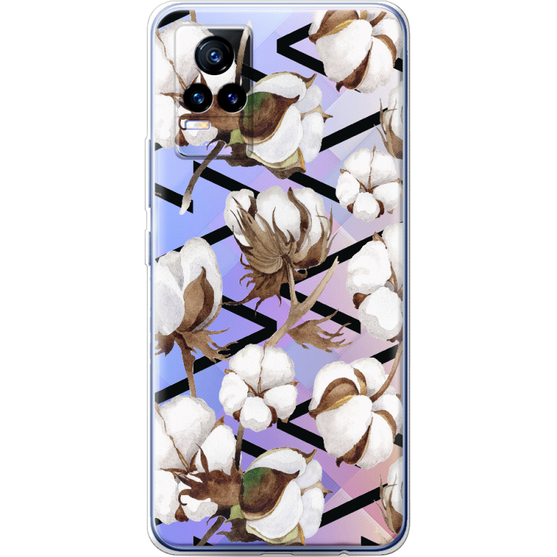 Прозрачный чехол Uprint Vivo V21E Cotton flowers