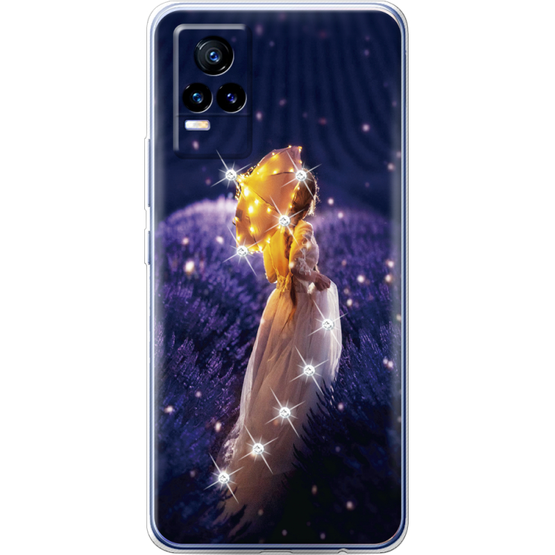 Чехол со стразами Vivo V21E Girl with Umbrella