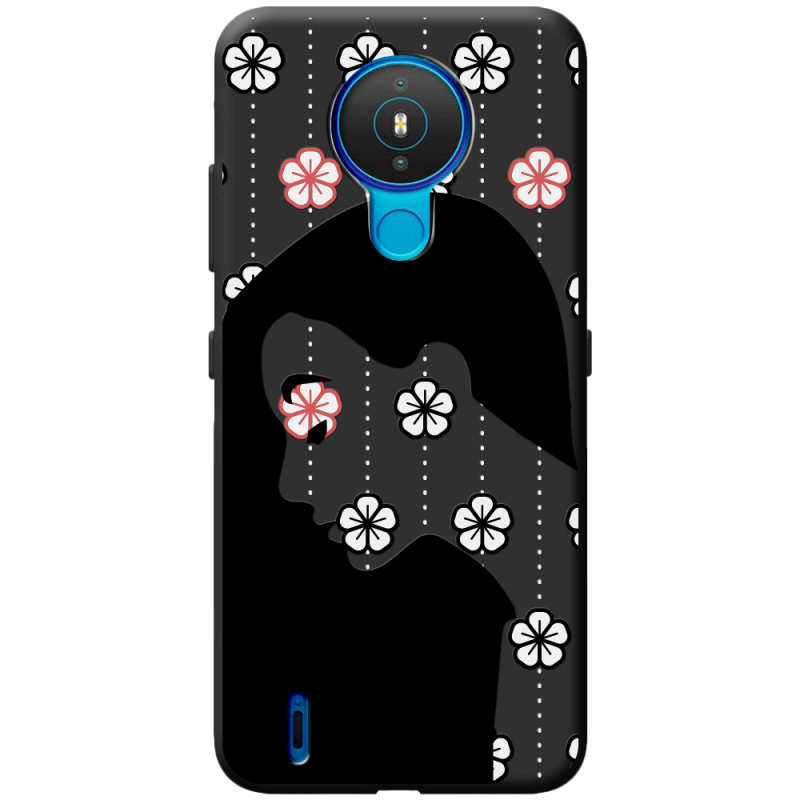 Черный чехол BoxFace Nokia 1.4 Flower Hair