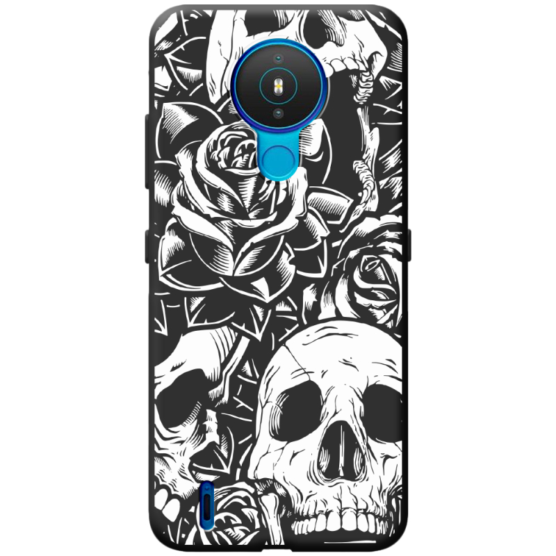 Черный чехол BoxFace Nokia 1.4 Skull and Roses