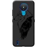 Черный чехол BoxFace Nokia 1.4 Wolf and Raven