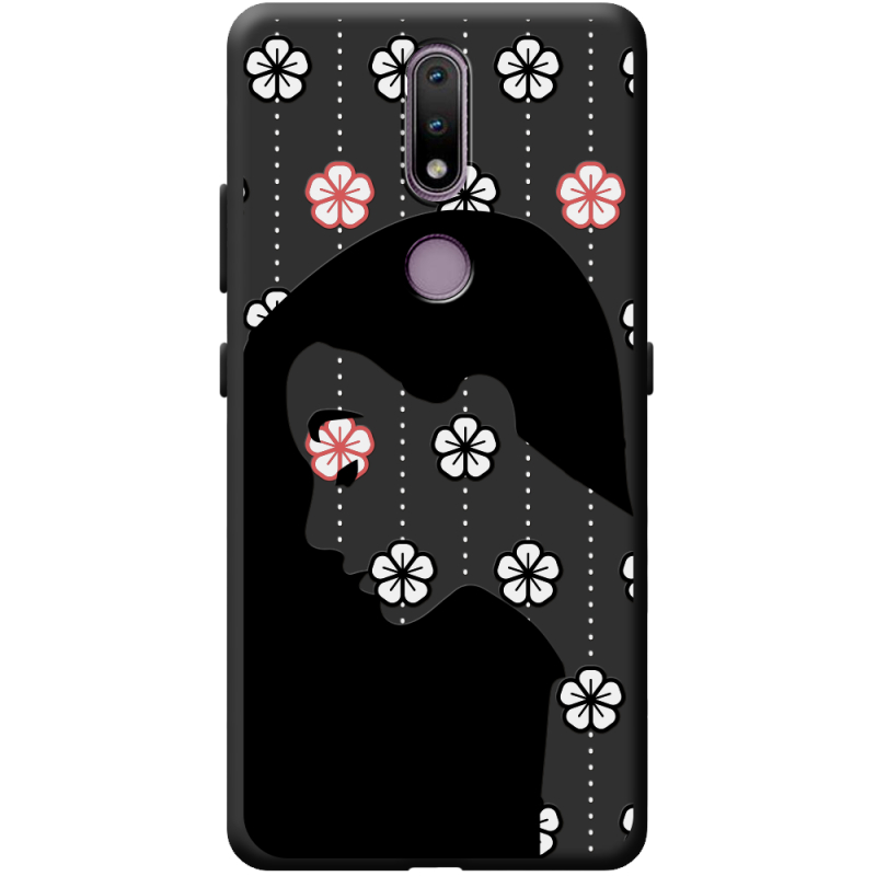 Черный чехол BoxFace Nokia 2.4 Flower Hair