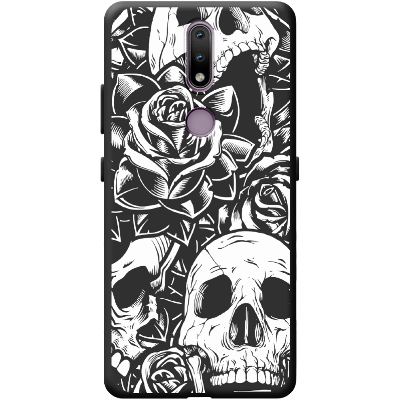 Черный чехол BoxFace Nokia 2.4 Skull and Roses