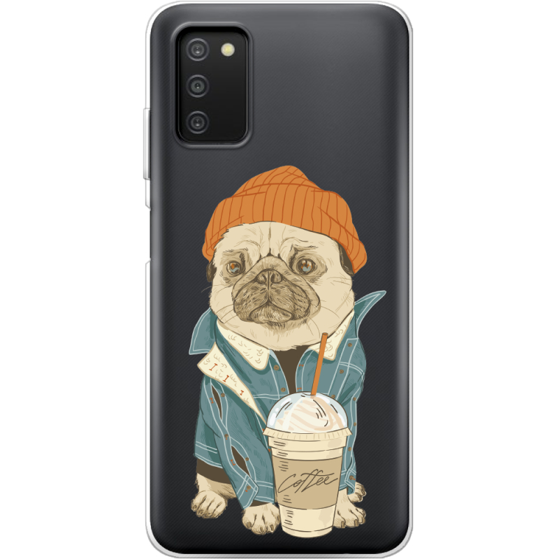 Прозрачный чехол BoxFace Samsung Galaxy A03s (A037) Dog Coffeeman