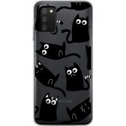 Прозрачный чехол BoxFace Samsung Galaxy A03s (A037) с 3D-глазками Black Kitty