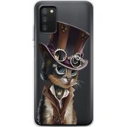 Прозрачный чехол BoxFace Samsung Galaxy A03s (A037) Steampunk Cat