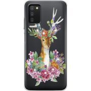 Чехол со стразами BoxFace Samsung Galaxy A03s (A037) Deer with flowers