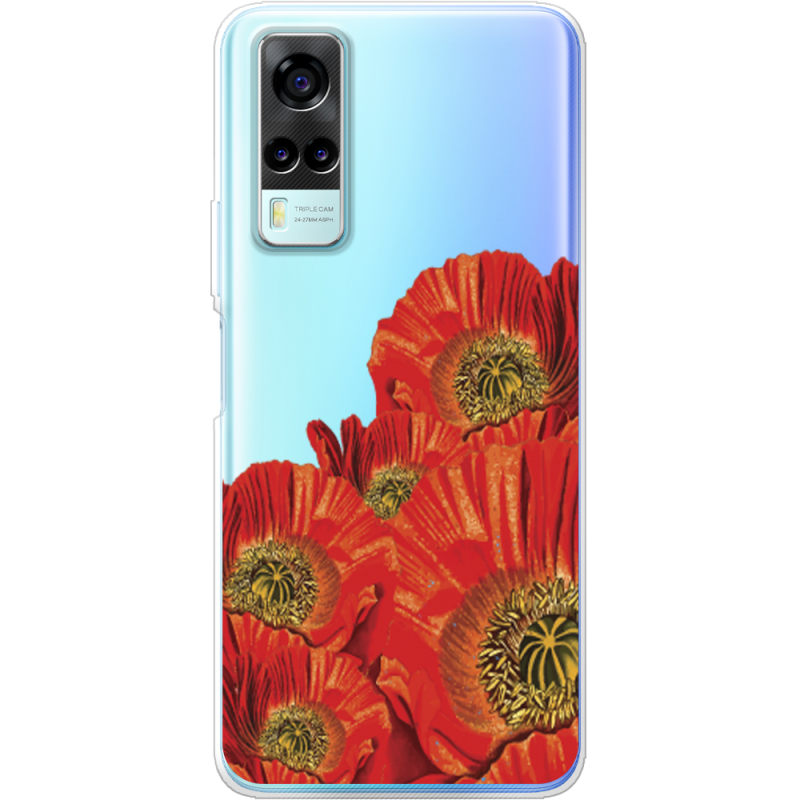 Прозрачный чехол BoxFace Vivo Y31 Red Poppies