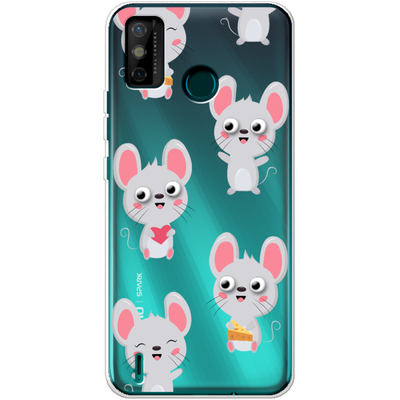 Прозрачный чехол BoxFace Tecno Spark 6 Go с 3D-глазками Mouse