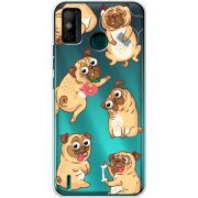 Прозрачный чехол BoxFace Tecno Spark 6 Go с 3D-глазками Pug