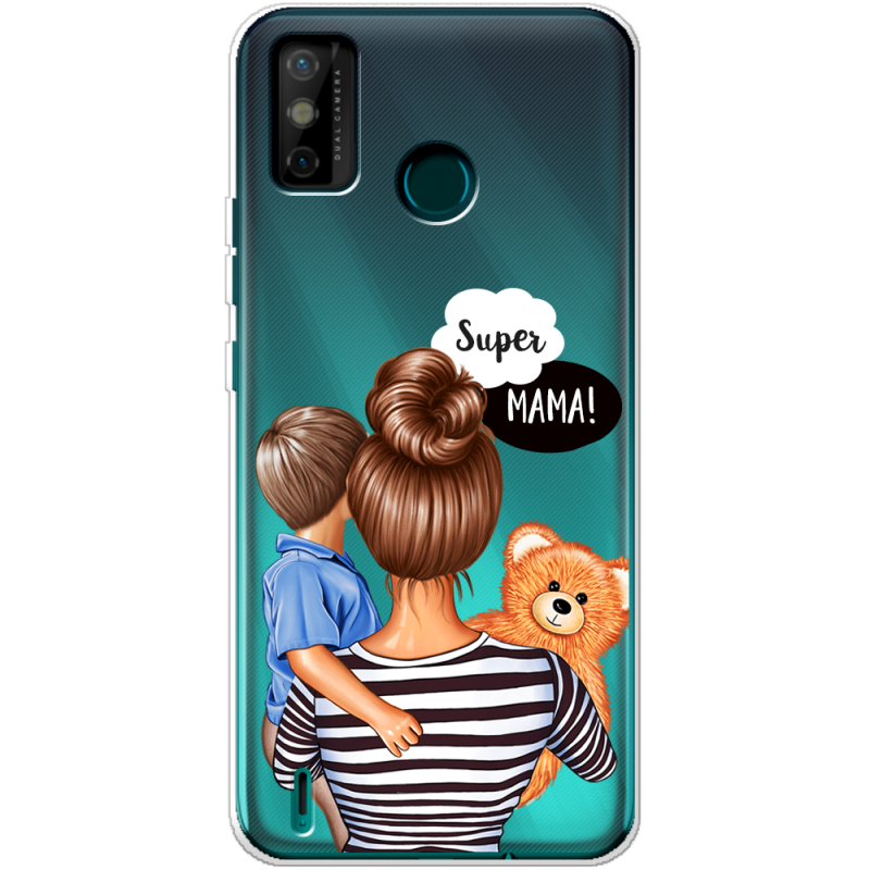 Прозрачный чехол BoxFace Tecno Spark 6 Go Super Mama and Son