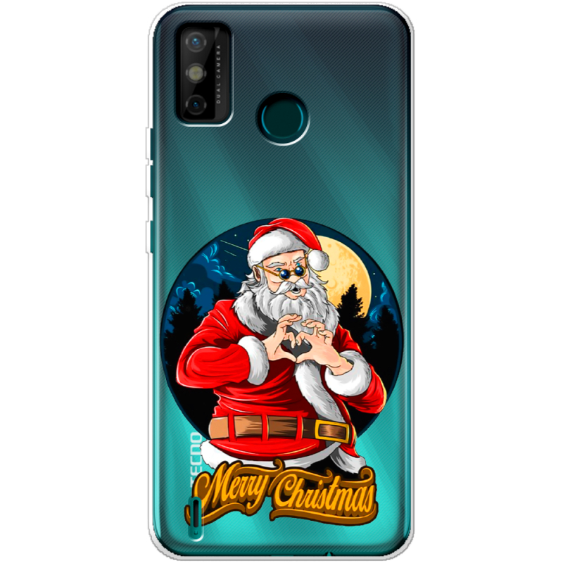 Прозрачный чехол BoxFace Tecno Spark 6 Go Cool Santa