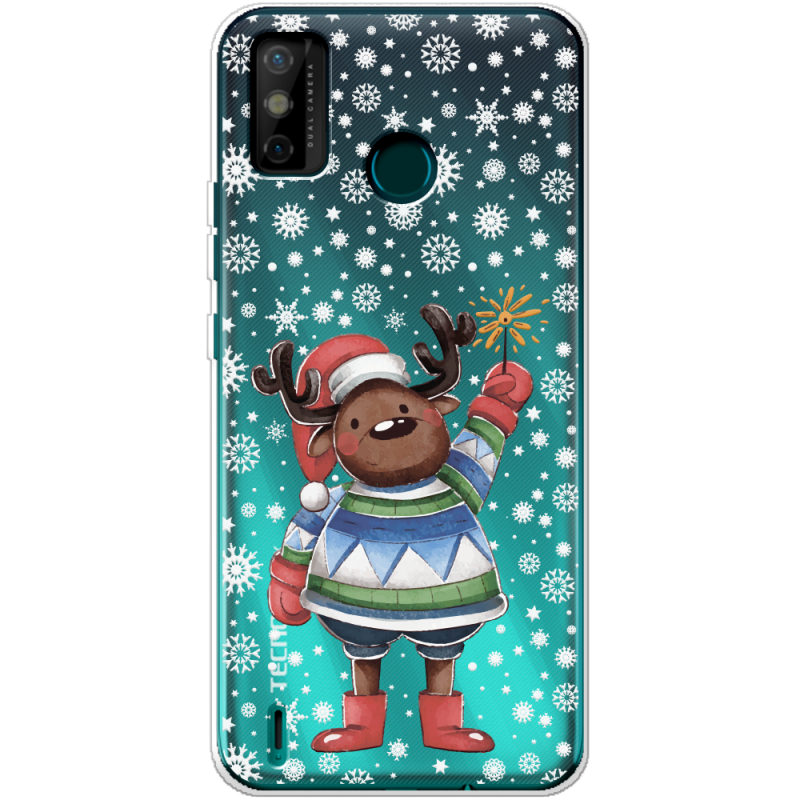 Прозрачный чехол BoxFace Tecno Spark 6 Go Christmas Deer with Snow