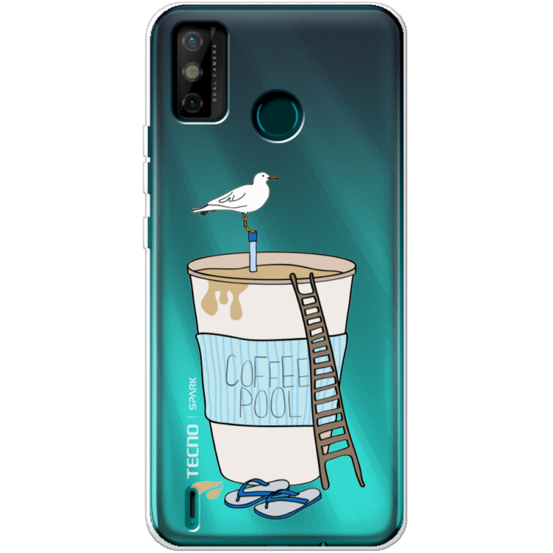 Прозрачный чехол BoxFace Tecno Spark 6 Go Segull in Cofee Pool
