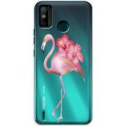 Прозрачный чехол BoxFace Tecno Spark 6 Go Floral Flamingo