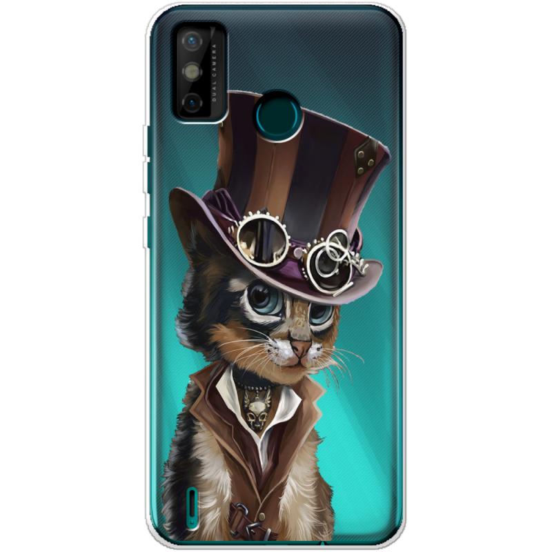 Прозрачный чехол BoxFace Tecno Spark 6 Go Steampunk Cat