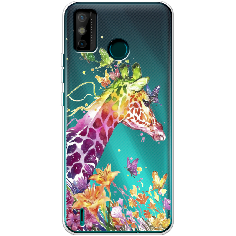 Прозрачный чехол BoxFace Tecno Spark 6 Go Colorful Giraffe