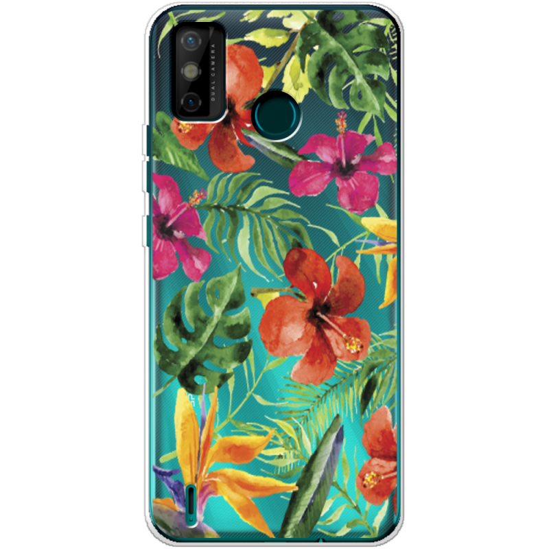 Прозрачный чехол BoxFace Tecno Spark 6 Go Tropical Flowers