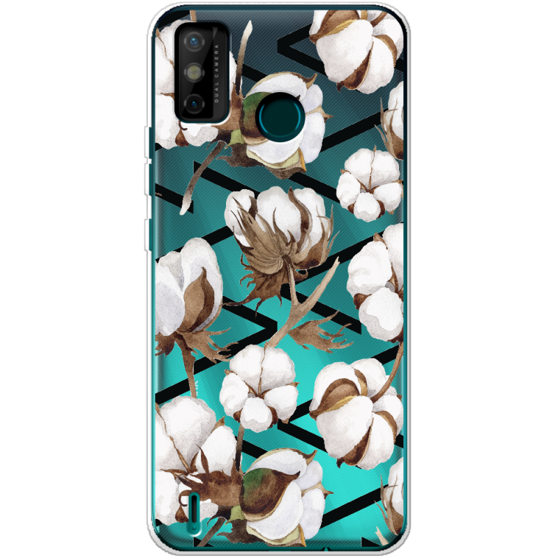 Прозрачный чехол BoxFace Tecno Spark 6 Go Cotton flowers