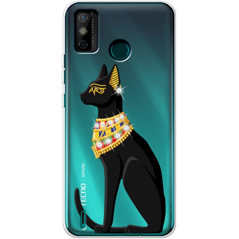 Чехол со стразами BoxFace Tecno Spark 6 Go Egipet Cat