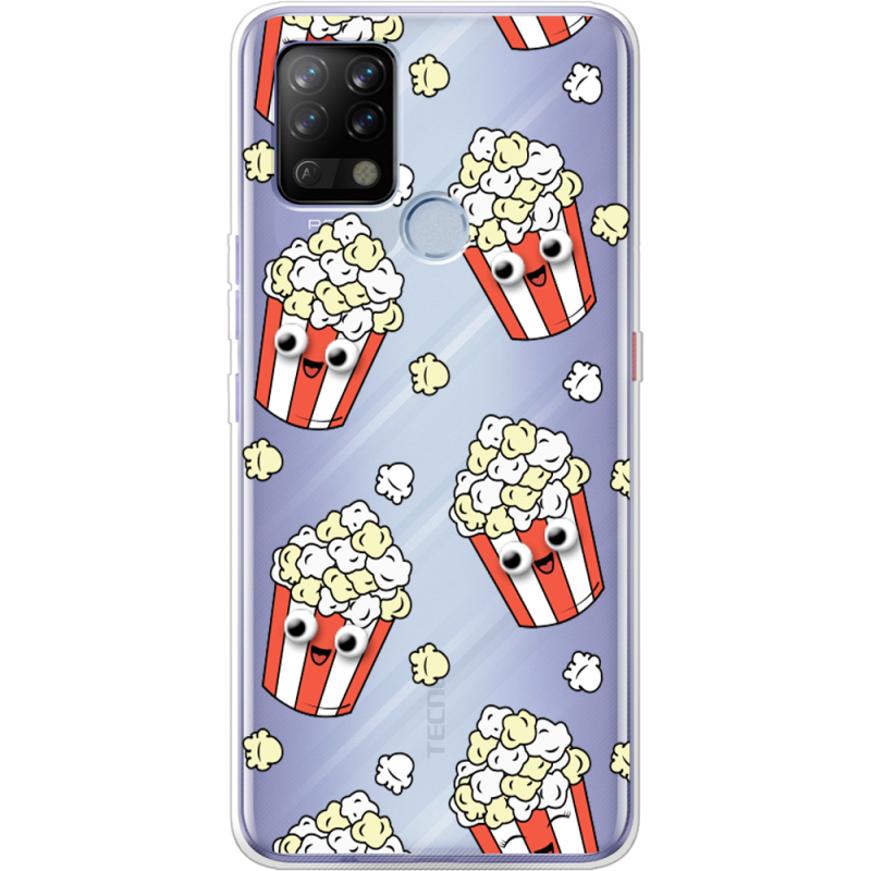 Прозрачный чехол BoxFace Tecno POVA с 3D-глазками Popcorn